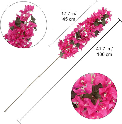 4PCS Bougainvillea Artificial Flowers 42" Long Stem Pink Faux Silk Bougainvillea Flowers Fake Hanging Flower Branches for Wedding Table Centerpieces Home Garden Arch Wall Decorations (Deep Pink)