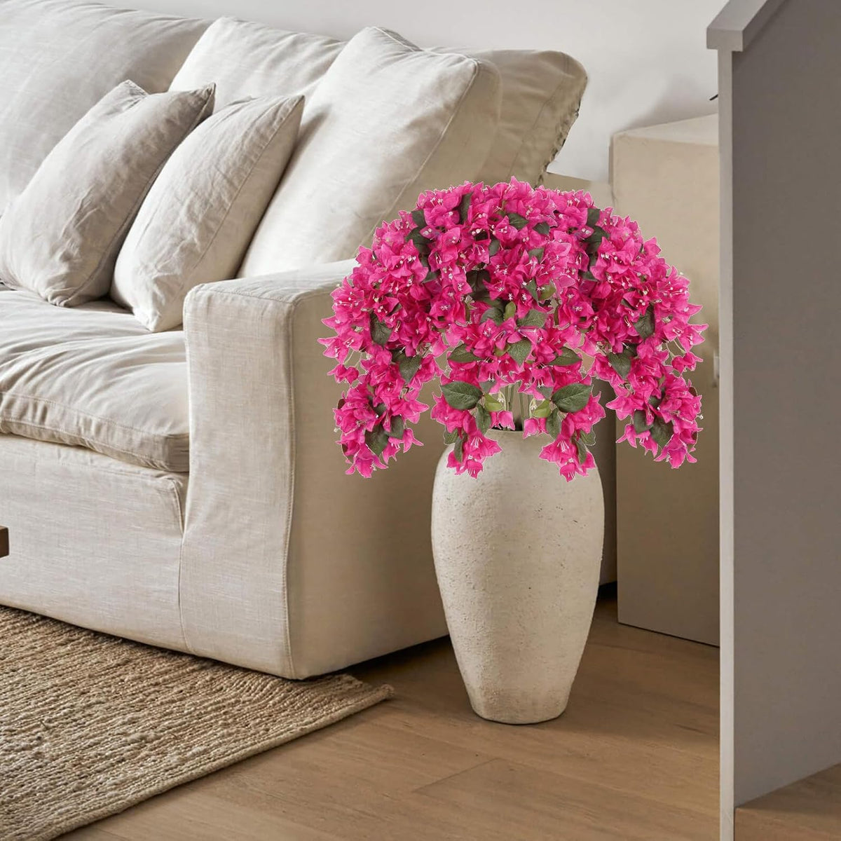4PCS Bougainvillea Artificial Flowers 42" Long Stem Pink Faux Silk Bougainvillea Flowers Fake Hanging Flower Branches for Wedding Table Centerpieces Home Garden Arch Wall Decorations (Deep Pink)
