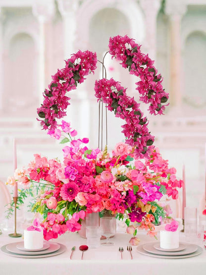 4PCS Bougainvillea Artificial Flowers 42" Long Stem Pink Faux Silk Bougainvillea Flowers Fake Hanging Flower Branches for Wedding Table Centerpieces Home Garden Arch Wall Decorations (Deep Pink)