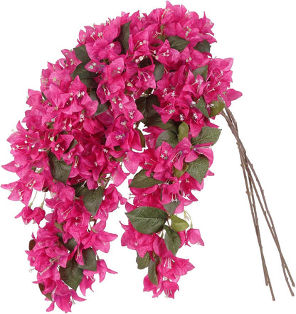 4PCS Bougainvillea Artificial Flowers 42" Long Stem Pink Faux Silk Bougainvillea Flowers Fake Hanging Flower Branches for Wedding Table Centerpieces Home Garden Arch Wall Decorations (Deep Pink)