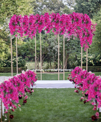4PCS Bougainvillea Artificial Flowers 42" Long Stem Pink Faux Silk Bougainvillea Flowers Fake Hanging Flower Branches for Wedding Table Centerpieces Home Garden Arch Wall Decorations (Deep Pink)