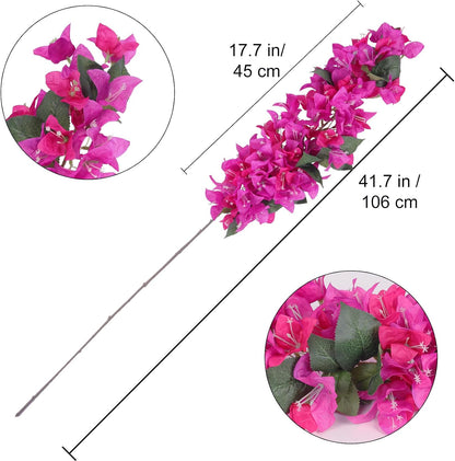 4PCS Bougainvillea Artificial Flowers 42" Long Stem Pink Faux Silk Bougainvillea Flowers Fake Hanging Flower Branches for Wedding Table Centerpieces Home Garden Arch Wall Decorations (Deep Pink)