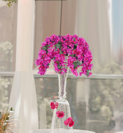 4PCS Bougainvillea Artificial Flowers 42" Long Stem Pink Faux Silk Bougainvillea Flowers Fake Hanging Flower Branches for Wedding Table Centerpieces Home Garden Arch Wall Decorations (Deep Pink)
