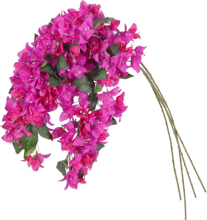 4PCS Bougainvillea Artificial Flowers 42" Long Stem Pink Faux Silk Bougainvillea Flowers Fake Hanging Flower Branches for Wedding Table Centerpieces Home Garden Arch Wall Decorations (Deep Pink)