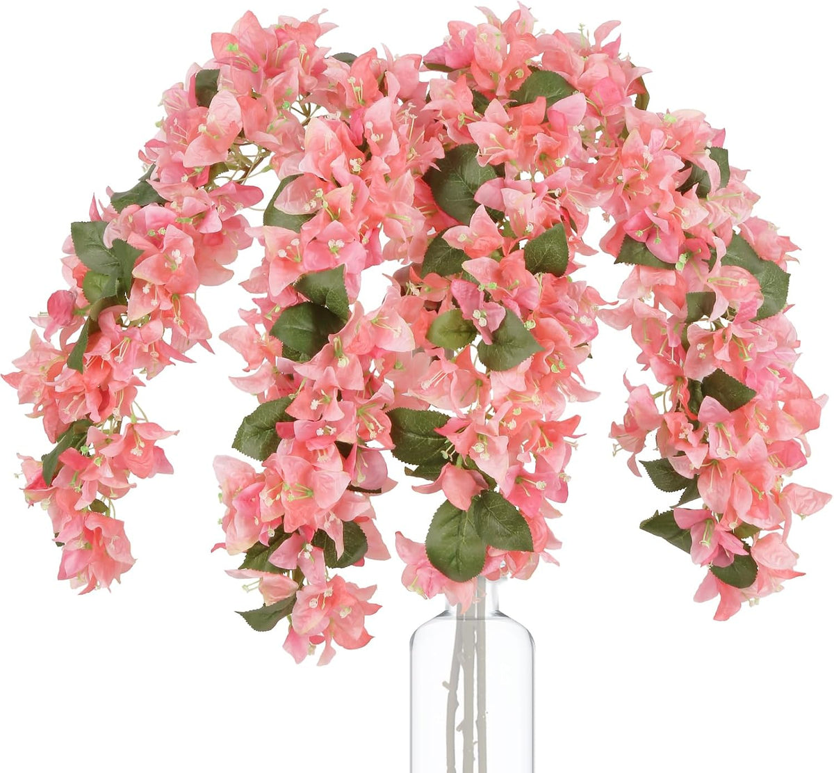 4PCS Bougainvillea Artificial Flowers 42" Long Stem Pink Faux Silk Bougainvillea Flowers Fake Hanging Flower Branches for Wedding Table Centerpieces Home Garden Arch Wall Decorations (Deep Pink)