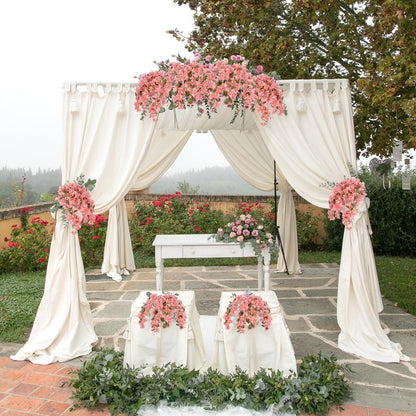 4PCS Bougainvillea Artificial Flowers 42" Long Stem Pink Faux Silk Bougainvillea Flowers Fake Hanging Flower Branches for Wedding Table Centerpieces Home Garden Arch Wall Decorations (Deep Pink)