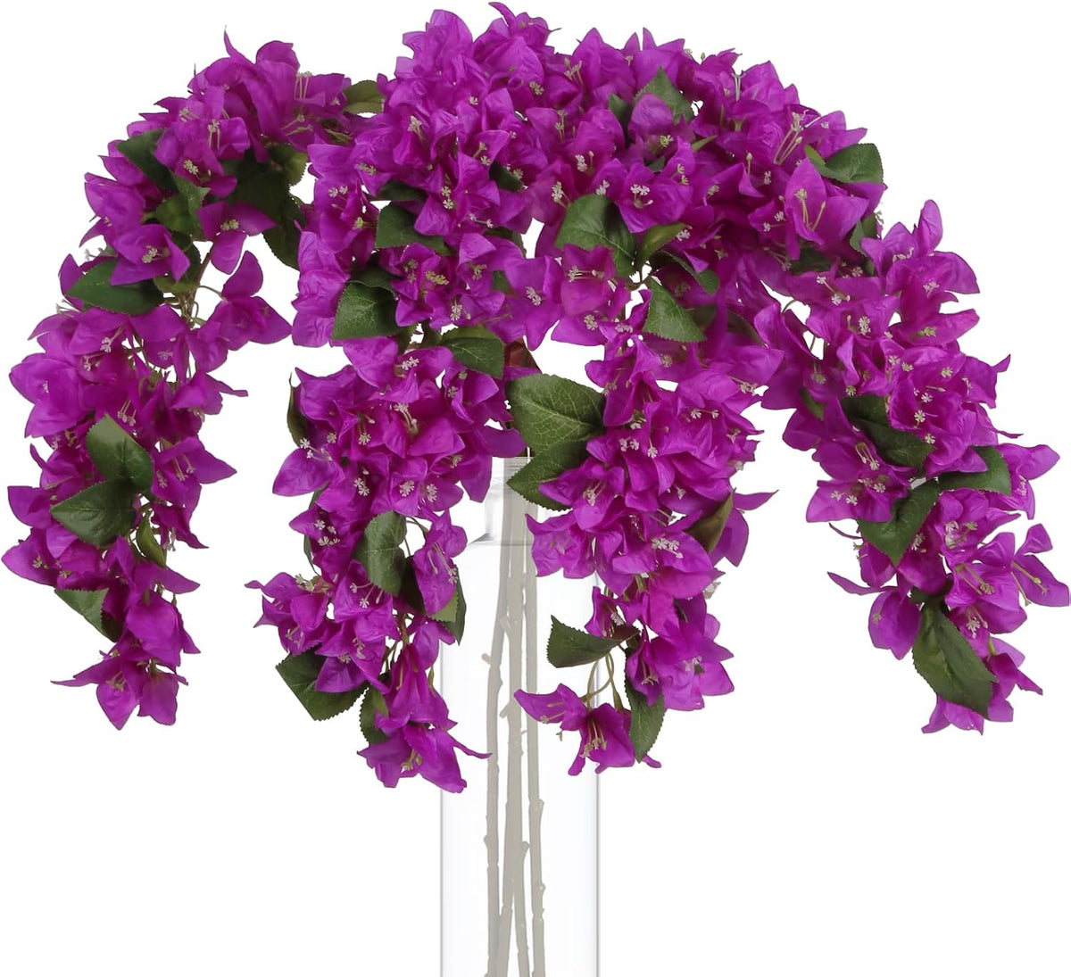 4PCS Bougainvillea Artificial Flowers 42" Long Stem Pink Faux Silk Bougainvillea Flowers Fake Hanging Flower Branches for Wedding Table Centerpieces Home Garden Arch Wall Decorations (Deep Pink)