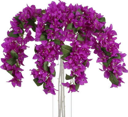 4PCS Bougainvillea Artificial Flowers 42" Long Stem Pink Faux Silk Bougainvillea Flowers Fake Hanging Flower Branches for Wedding Table Centerpieces Home Garden Arch Wall Decorations (Deep Pink)