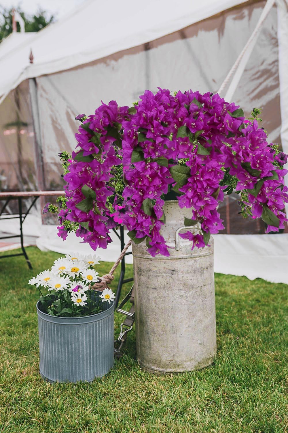 4PCS Bougainvillea Artificial Flowers 42" Long Stem Pink Faux Silk Bougainvillea Flowers Fake Hanging Flower Branches for Wedding Table Centerpieces Home Garden Arch Wall Decorations (Deep Pink)