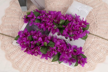 4PCS Bougainvillea Artificial Flowers 42" Long Stem Pink Faux Silk Bougainvillea Flowers Fake Hanging Flower Branches for Wedding Table Centerpieces Home Garden Arch Wall Decorations (Deep Pink)