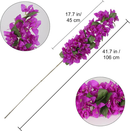 4PCS Bougainvillea Artificial Flowers 42" Long Stem Pink Faux Silk Bougainvillea Flowers Fake Hanging Flower Branches for Wedding Table Centerpieces Home Garden Arch Wall Decorations (Deep Pink)