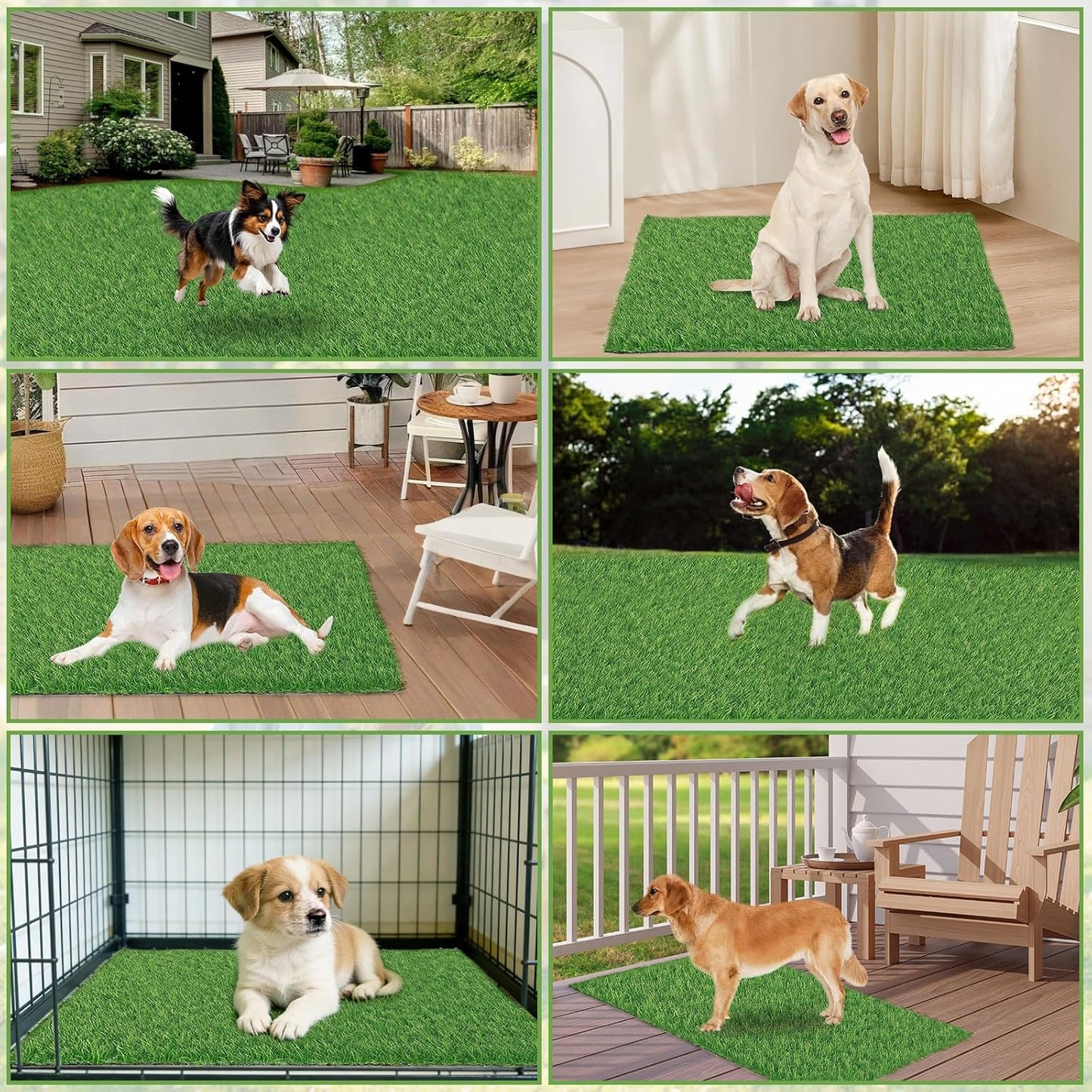 30 x 20 inches 2 Pack Fake Grass Pee for Dogs Artificial Grass Rug Pad for Puppy Potty Washable Grass Mat for Pet Training with Drainage Hole