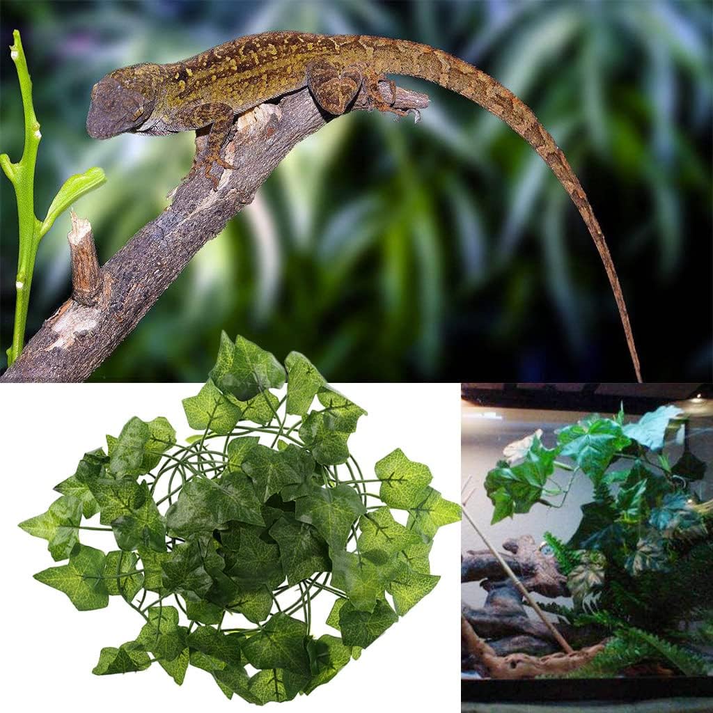 Reptile Terrarium Box Artificial Vine Decoration Lizard Green Leaves Fake Bearded Dragon Accessories Driftwood Reptile Supplies Reptile Heating Pad Reptile Tank Terrarium Reptile Plant