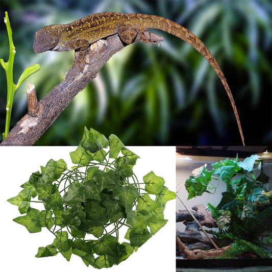 Reptile Terrarium Box Artificial Vine Decoration Lizard Green Leaves Fake Bearded Dragon Accessories Driftwood Reptile Supplies Reptile Heating Pad Reptile Tank Terrarium Reptile Plant