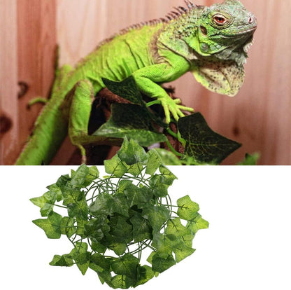 Reptile Terrarium Box Artificial Vine Decoration Lizard Green Leaves Fake Bearded Dragon Accessories Driftwood Reptile Supplies Reptile Heating Pad Reptile Tank Terrarium Reptile Plant