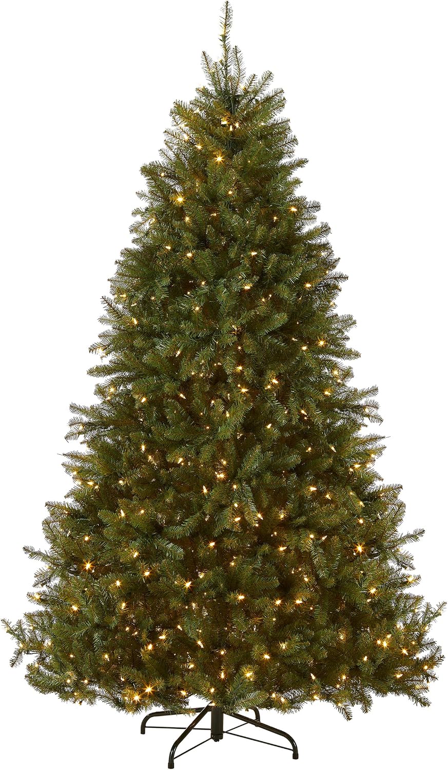 7.5ft Pre-Lit Dunhill Fir Artificial Christmas Tree | 700 LED Lights, 10 Light Functions, 2,514 Tips, Foot Pedal, Includes Stand, Green