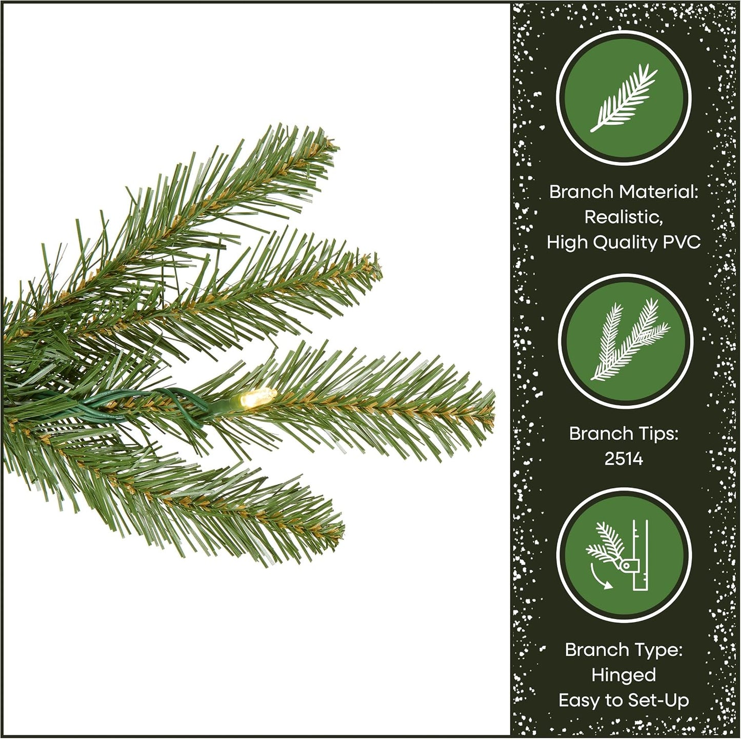 7.5ft Pre-Lit Dunhill Fir Artificial Christmas Tree | 700 LED Lights, 10 Light Functions, 2,514 Tips, Foot Pedal, Includes Stand, Green