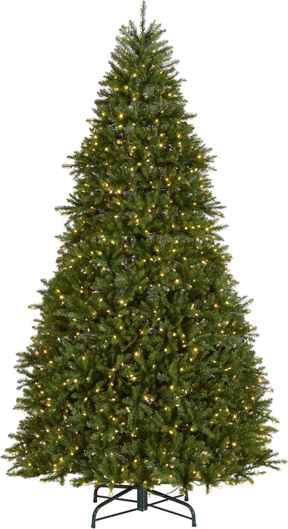 7.5ft Pre-Lit Dunhill Fir Artificial Christmas Tree | 700 LED Lights, 10 Light Functions, 2,514 Tips, Foot Pedal, Includes Stand, Green