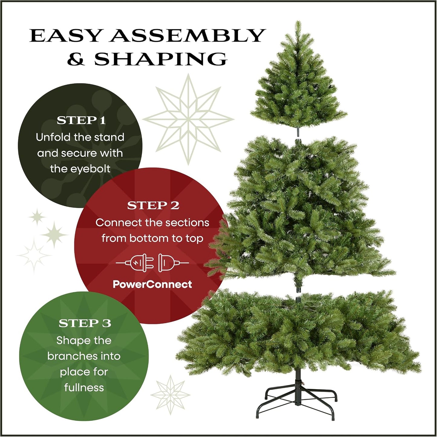7.5ft Pre-Lit Dunhill Fir Artificial Christmas Tree | 700 LED Lights, 10 Light Functions, 2,514 Tips, Foot Pedal, Includes Stand, Green
