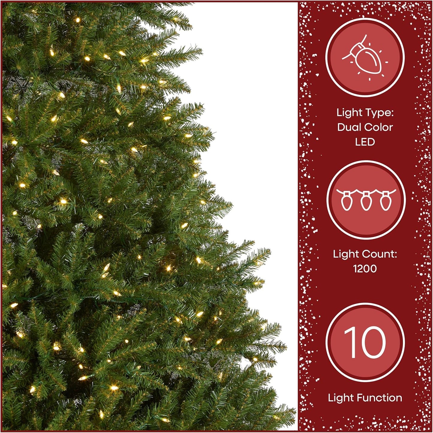 7.5ft Pre-Lit Dunhill Fir Artificial Christmas Tree | 700 LED Lights, 10 Light Functions, 2,514 Tips, Foot Pedal, Includes Stand, Green