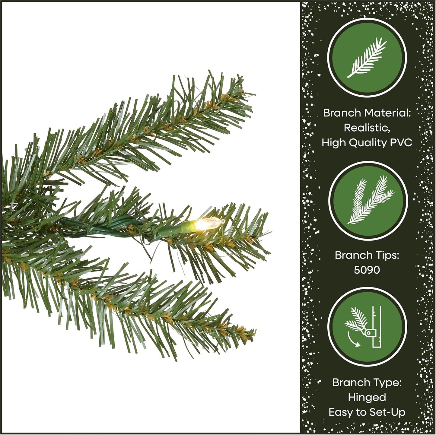 7.5ft Pre-Lit Dunhill Fir Artificial Christmas Tree | 700 LED Lights, 10 Light Functions, 2,514 Tips, Foot Pedal, Includes Stand, Green