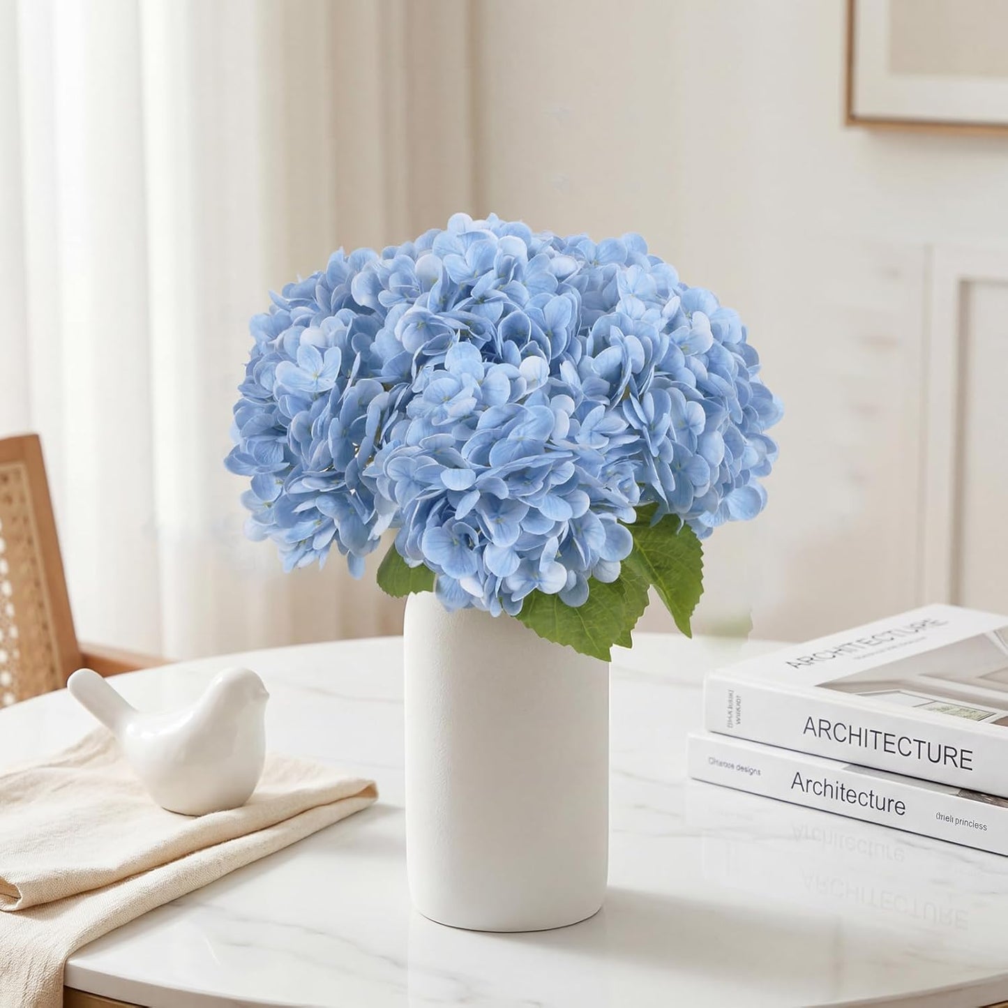 6PCS Real Touch Hydrangea Artificial Flowers Green Full Faux Hydrangea Flowers with Stems Latex Realistic Fake Hydrangeas for Home Table Centerpieces Wedding Bouquets Party Decoration (Green)