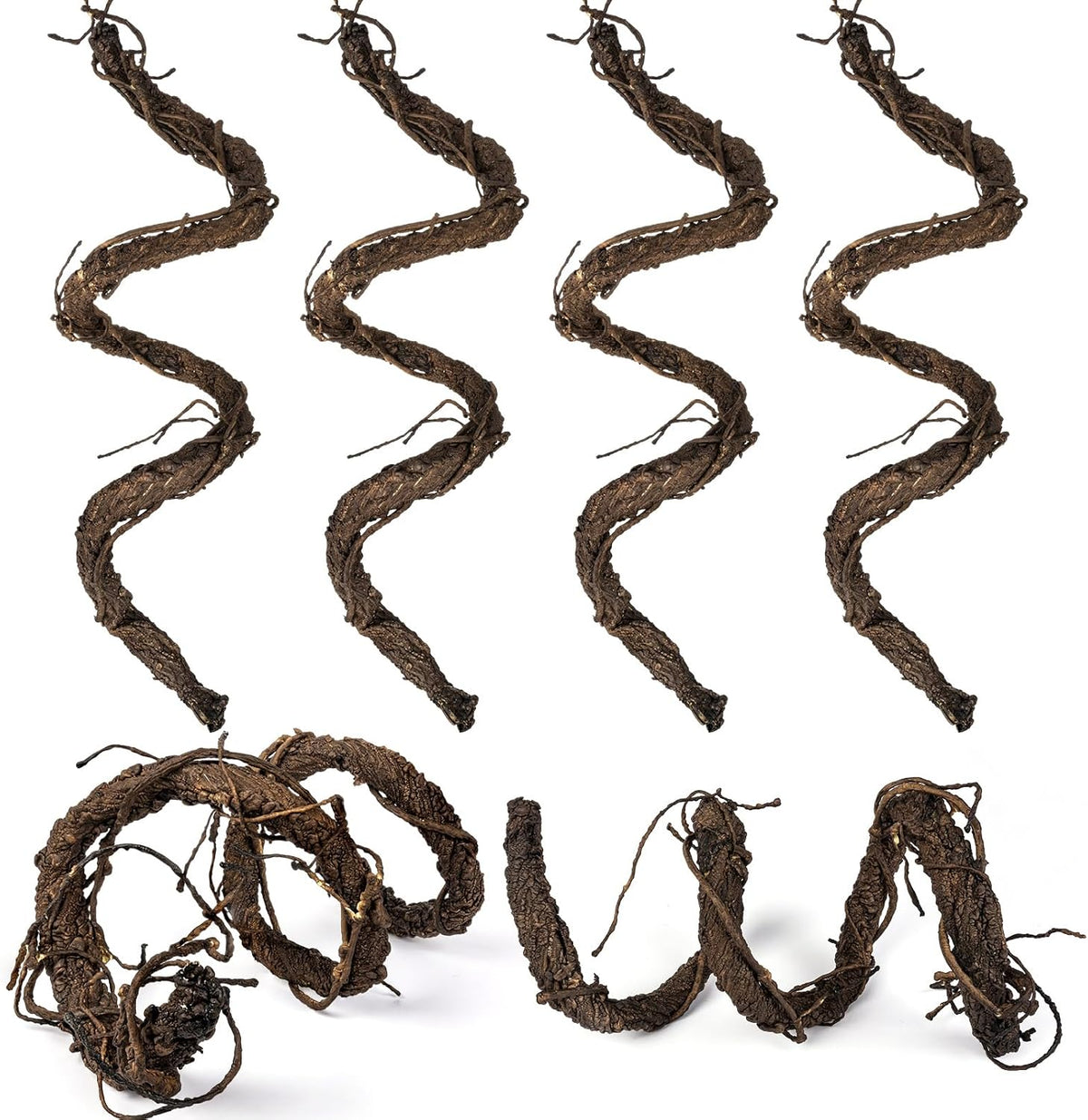 4PCS Bendable Artificial Brown Tree Twigs Branches, Fake Trunk Garland Twigs Grape Vines, Realistic Wall Hanging Artificial Plants for Wedding, Home Living and Outdoor Garden Decoration