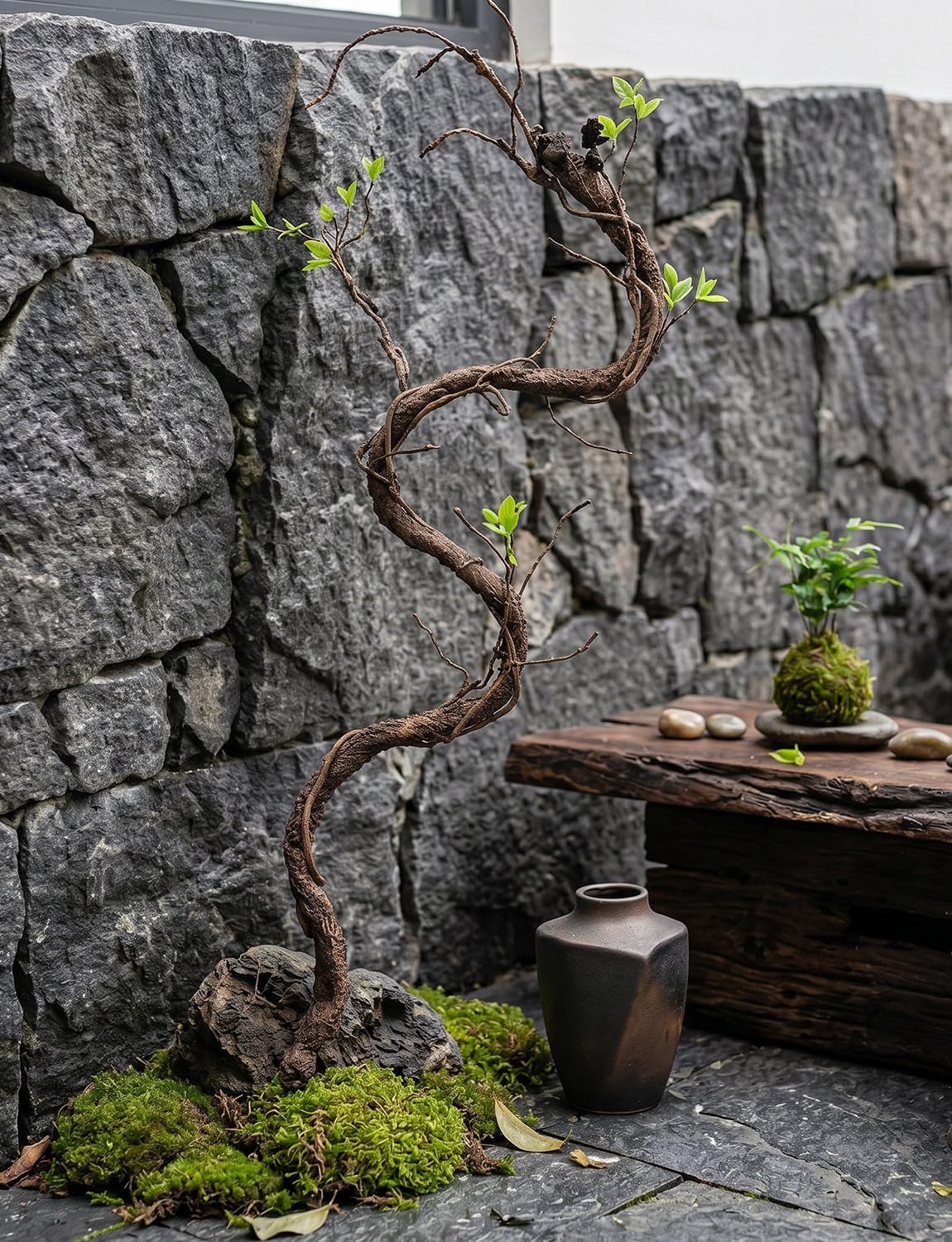 4PCS Bendable Artificial Brown Tree Twigs Branches, Fake Trunk Garland Twigs Grape Vines, Realistic Wall Hanging Artificial Plants for Wedding, Home Living and Outdoor Garden Decoration