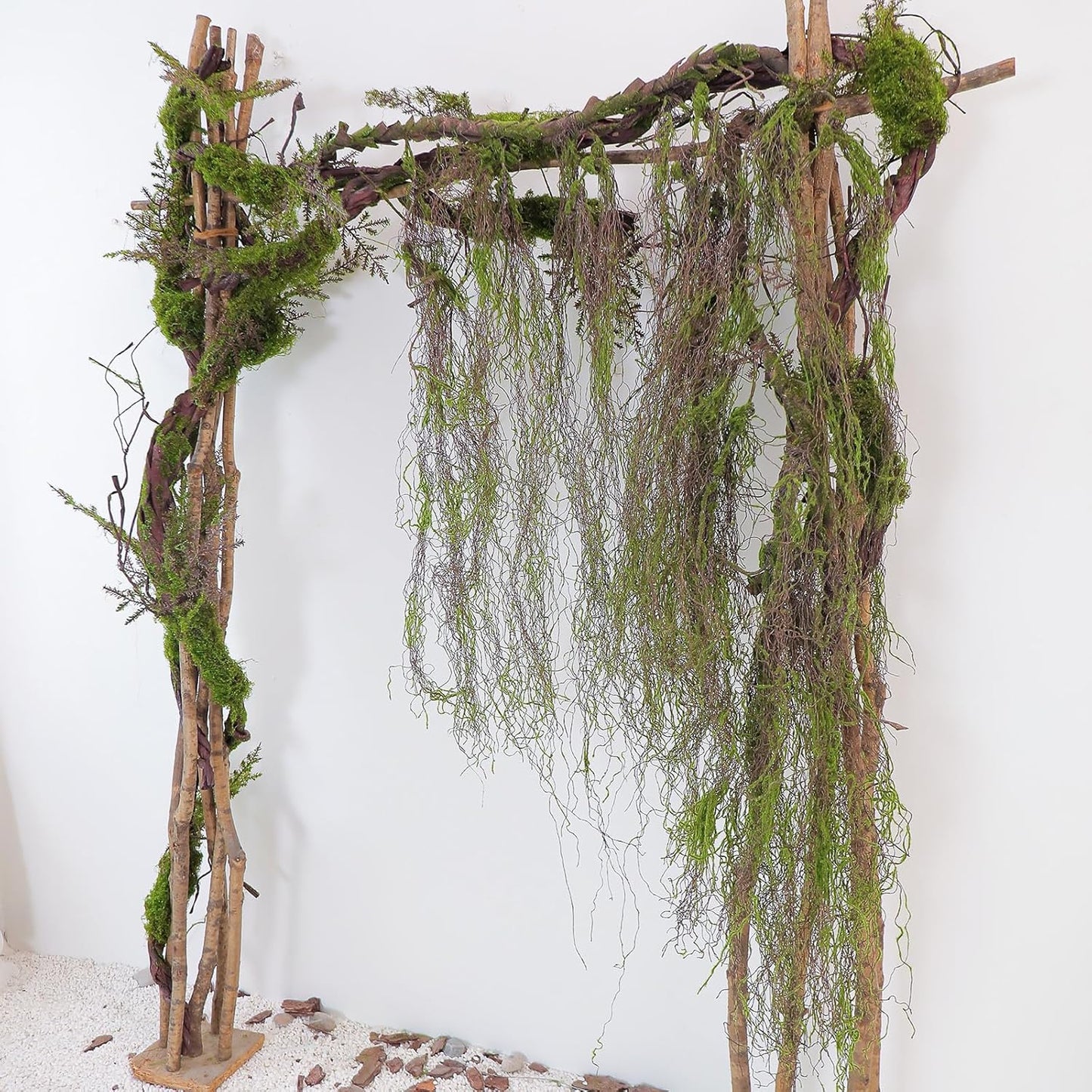 78" Large Bendable Fake Tree Trunk Branch Wall Hanging Moss Vine | Artificial Plants Leaves Grapevine Faux Thick Tree Twig Greenery Stems Cherry Blossom Garland for Halloween Forest Decoration