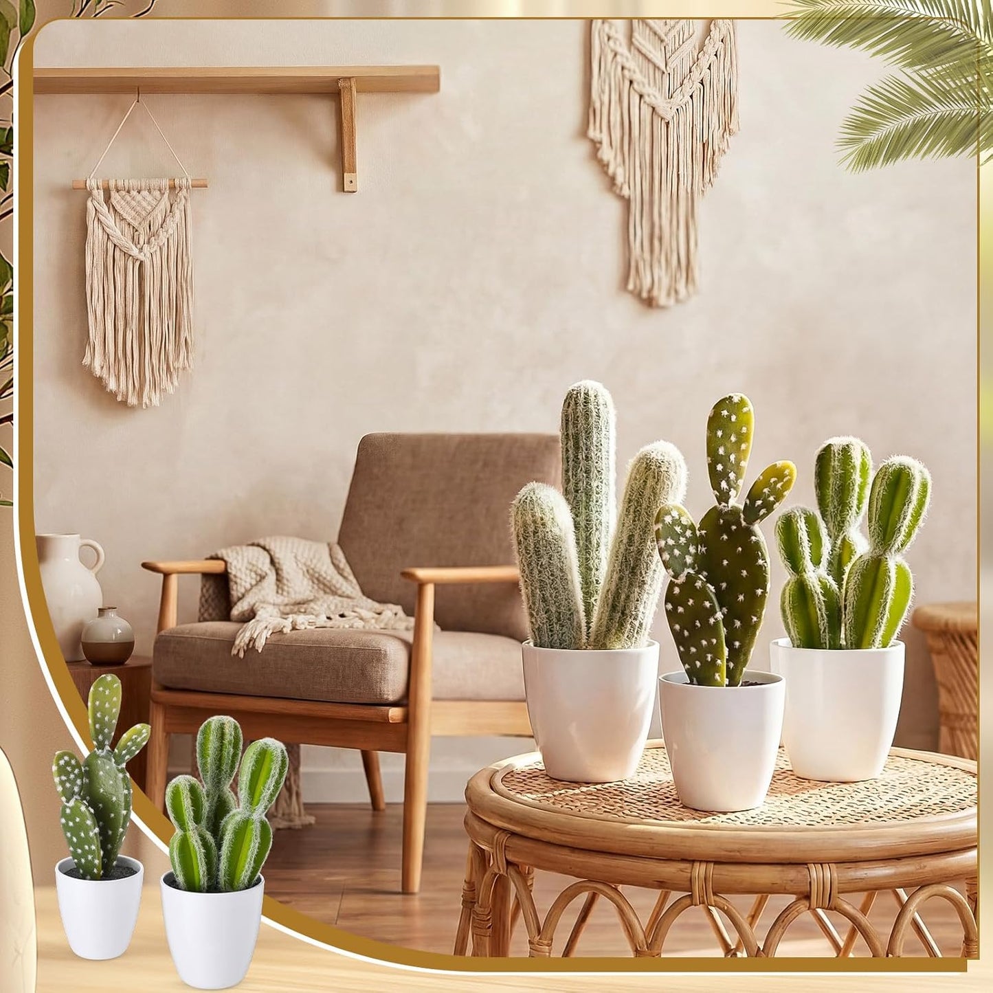 3 Pcs Artificial Cactus Plants 9-11'' Fake Cactus Potted Decor No Maintenance Faux Succulent Cacti Nordic Style Decor for Home Office Desk Shelf Living Room Indoor Housewarming Gifts