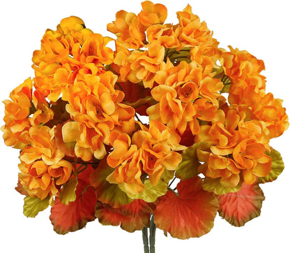 2 Pcs Artificial Geranium Flowers for Outdoors Silk Flowers Outside UV Resistant Red Fake Geraniums Bush Faux Flowers for Planter Outdoor Decor Indoor Garden Patio Table Centerpiece