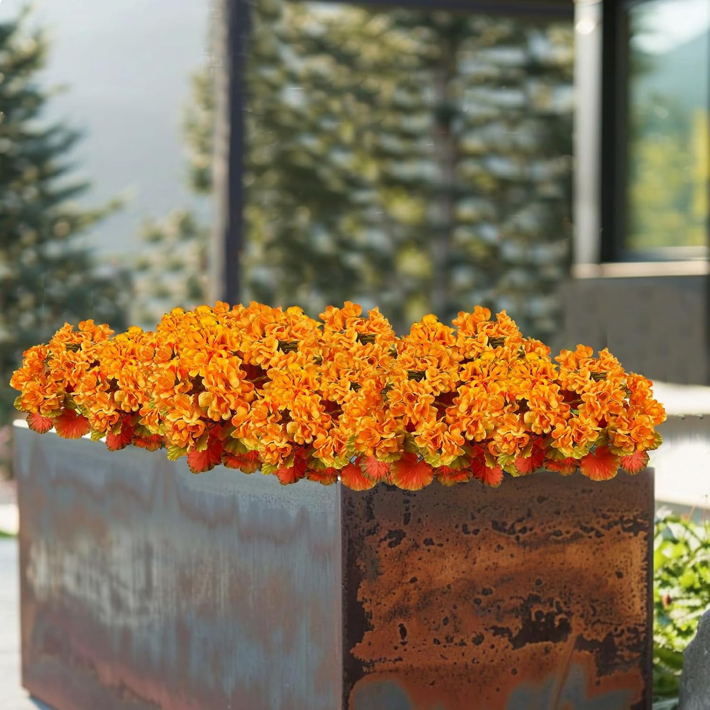 2 Pcs Artificial Geranium Flowers for Outdoors Silk Flowers Outside UV Resistant Red Fake Geraniums Bush Faux Flowers for Planter Outdoor Decor Indoor Garden Patio Table Centerpiece