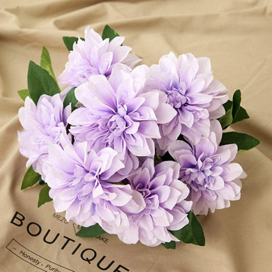 10 Heads Dahlia Fake Flowers Artificial Dahlia Flower Faux Flowers Purple