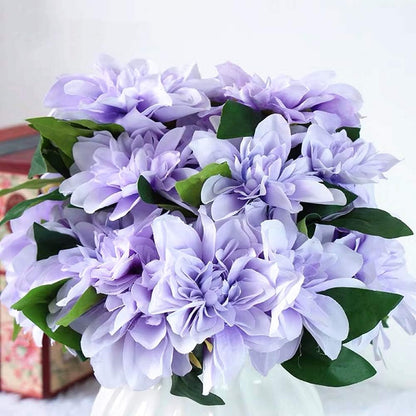 10 Heads Dahlia Fake Flowers Artificial Dahlia Flower Faux Flowers Purple