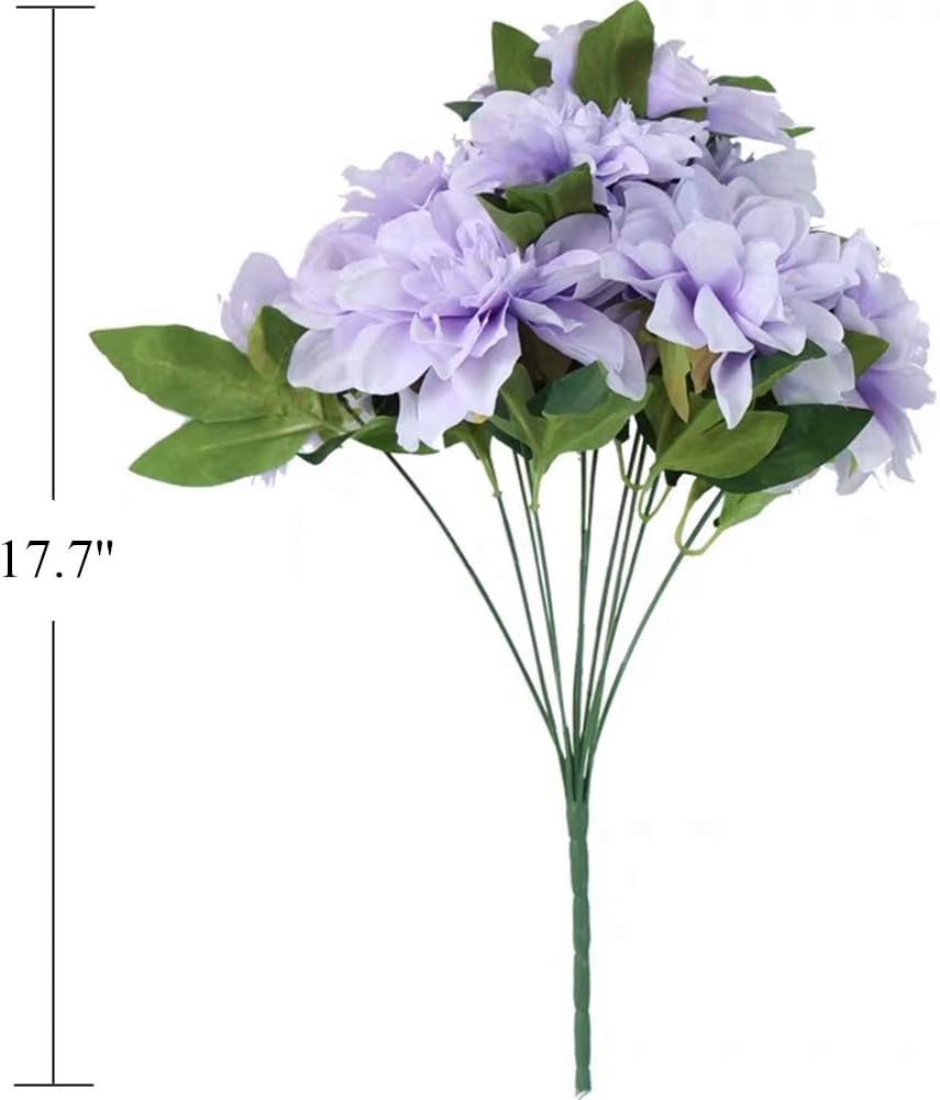 10 Heads Dahlia Fake Flowers Artificial Dahlia Flower Faux Flowers Purple
