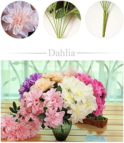 10 Heads Dahlia Fake Flowers Artificial Dahlia Flower Faux Flowers Purple