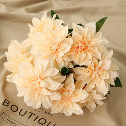 10 Heads Dahlia Fake Flowers Artificial Dahlia Flower Faux Flowers Purple