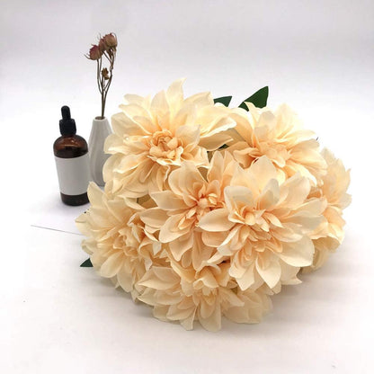 10 Heads Dahlia Fake Flowers Artificial Dahlia Flower Faux Flowers Purple