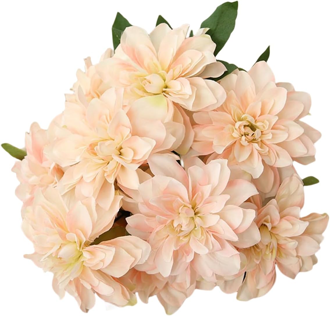 10 Heads Dahlia Fake Flowers Artificial Dahlia Flower Faux Flowers Purple