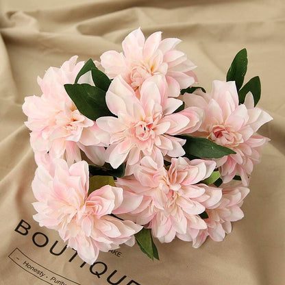 10 Heads Dahlia Fake Flowers Artificial Dahlia Flower Faux Flowers Purple