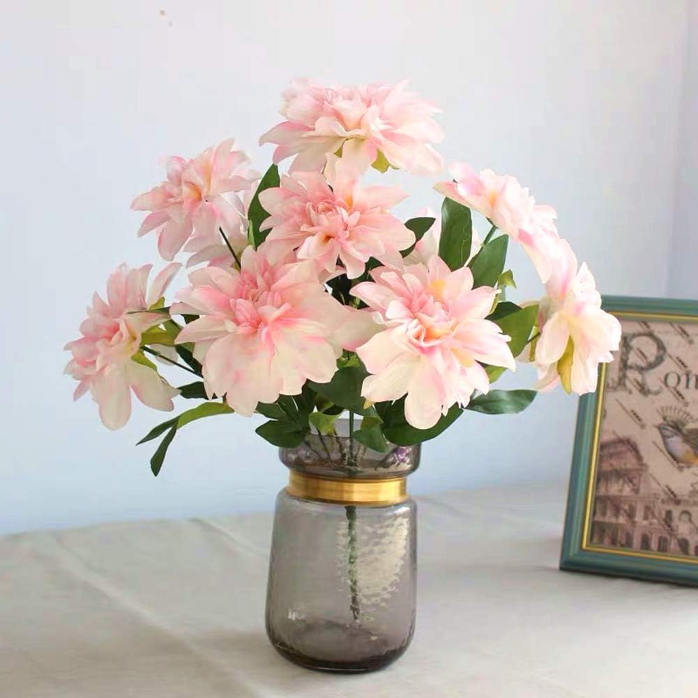 10 Heads Dahlia Fake Flowers Artificial Dahlia Flower Faux Flowers Purple