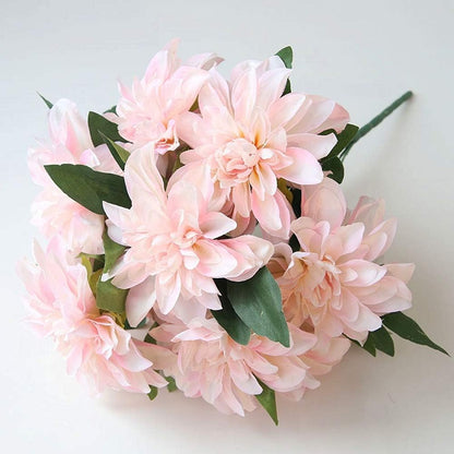 10 Heads Dahlia Fake Flowers Artificial Dahlia Flower Faux Flowers Purple