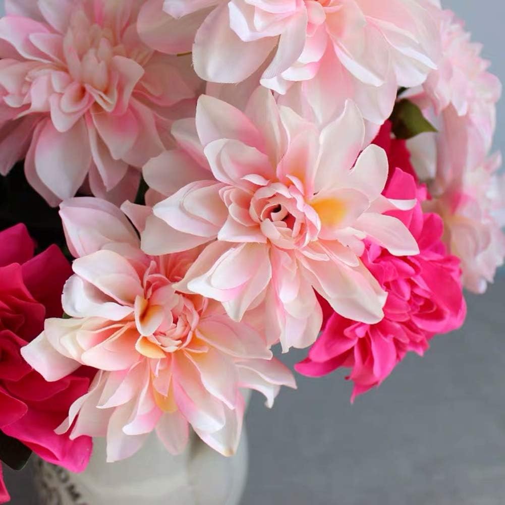 10 Heads Dahlia Fake Flowers Artificial Dahlia Flower Faux Flowers Purple