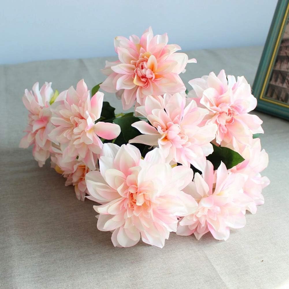10 Heads Dahlia Fake Flowers Artificial Dahlia Flower Faux Flowers Purple