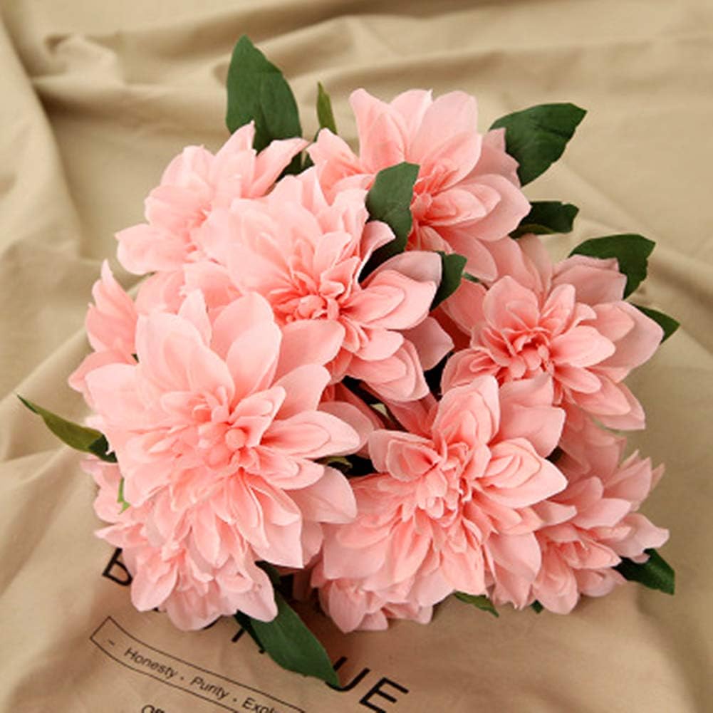10 Heads Dahlia Fake Flowers Artificial Dahlia Flower Faux Flowers Purple