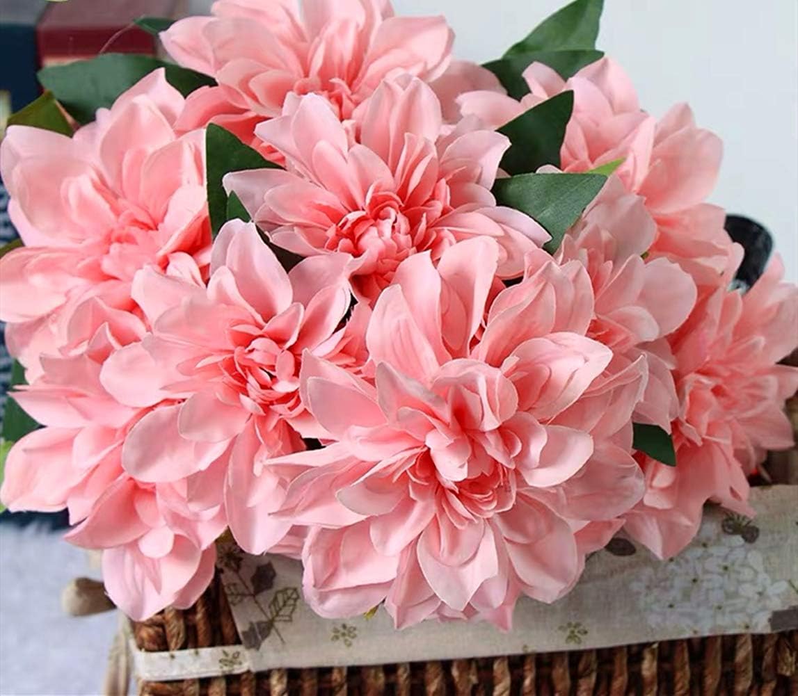 10 Heads Dahlia Fake Flowers Artificial Dahlia Flower Faux Flowers Purple