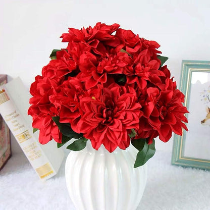 10 Heads Dahlia Fake Flowers Artificial Dahlia Flower Faux Flowers Purple