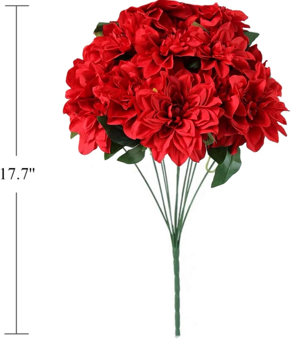 10 Heads Dahlia Fake Flowers Artificial Dahlia Flower Faux Flowers Purple
