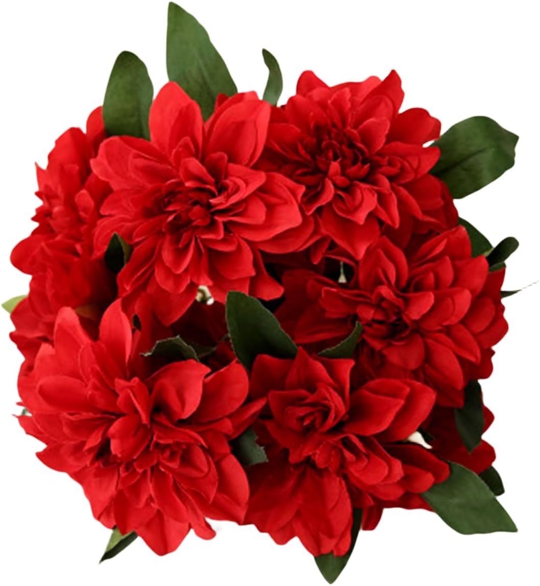 10 Heads Dahlia Fake Flowers Artificial Dahlia Flower Faux Flowers Purple