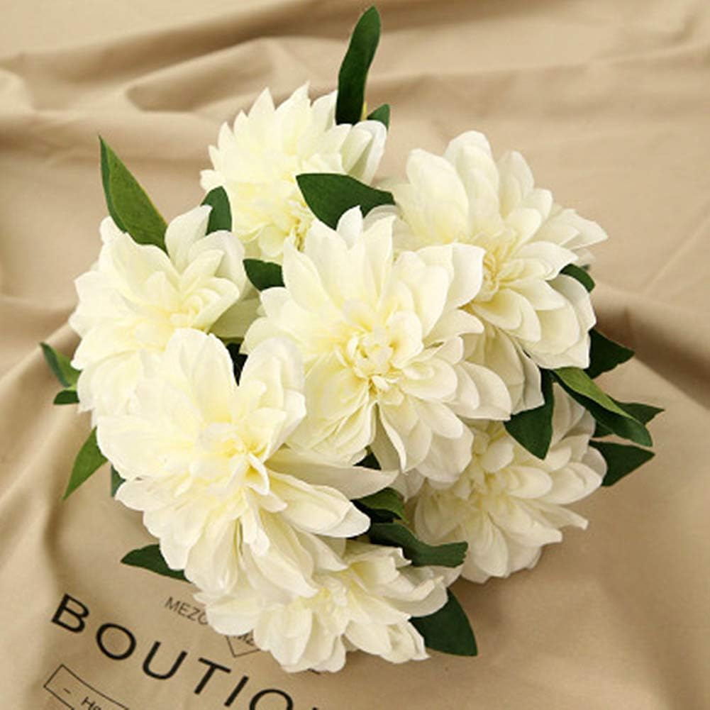10 Heads Dahlia Fake Flowers Artificial Dahlia Flower Faux Flowers Purple